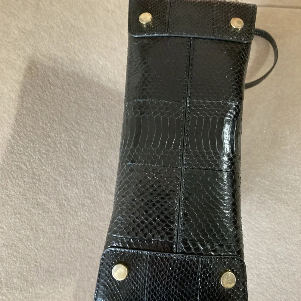 MICHAEL KORS Mercer‎ Large Convertible Black Genuine Snakeskin Tote Shoulder Bag